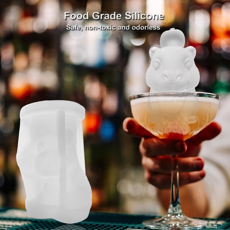 SIUPER 3D Capybara Ice Cube Silicone Molds Tray for Whiskey, Cocktail, Drink, Bar; Rich Details. Fun Animal Mold for Craft Taba Squishy Chocolate Soap Candle Resin Gift for Women Girls Boys; 2 Pack - Image 5
